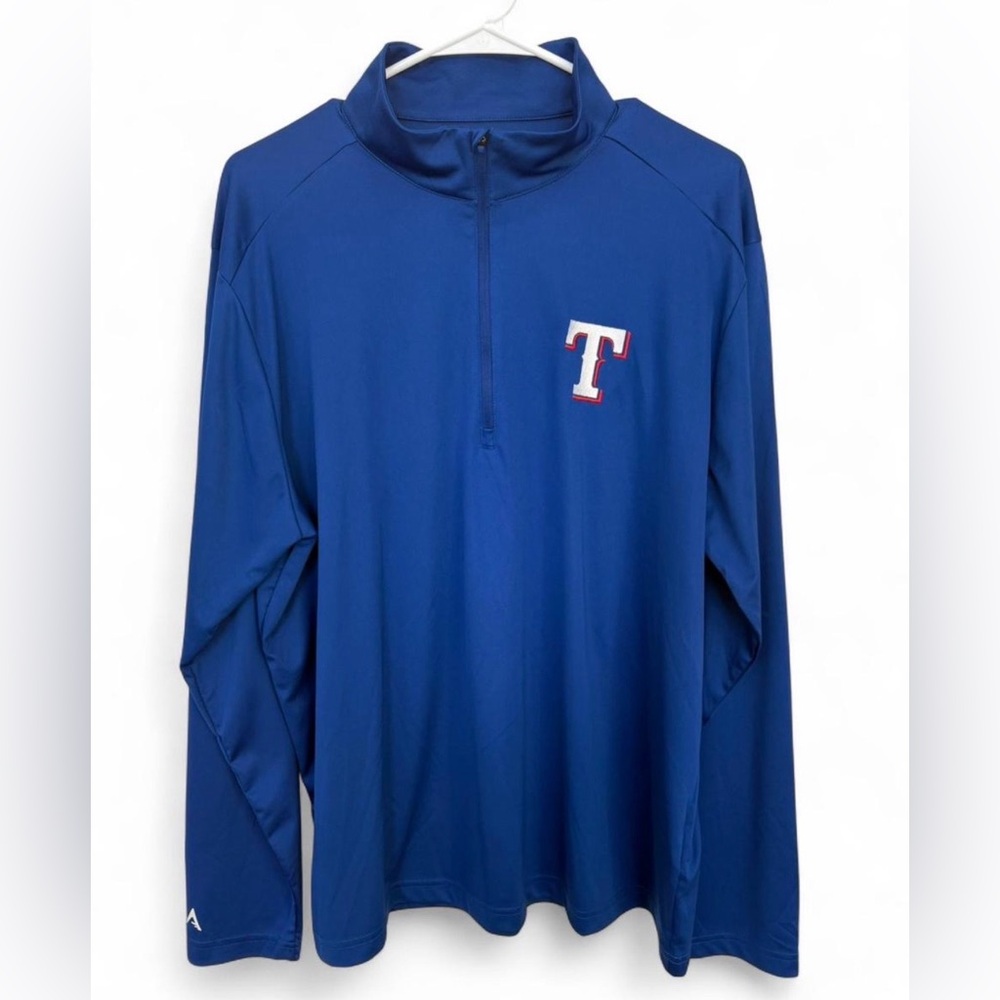 Men's Antigua Texas Rangers Intent Quarter Zip Pullover XL Blue Long Sleeve Soft